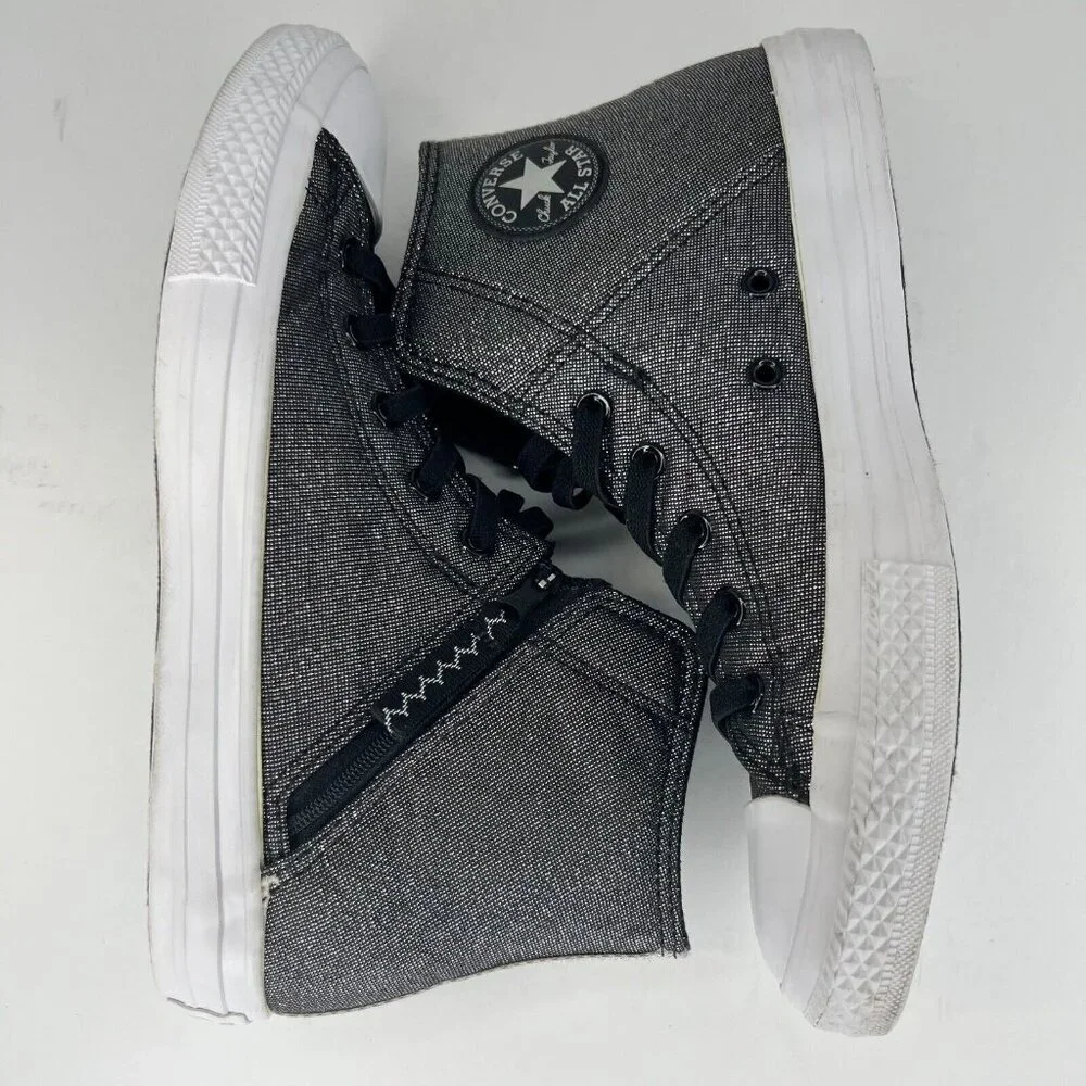 Converse Junior 661850F Gray Chuck Taylor All Star Lace Up Zip Size 6 Sneakers